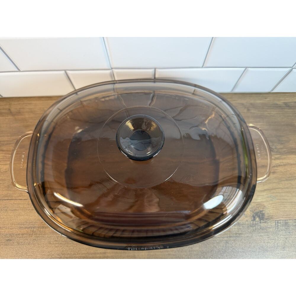 Corning Visions Ware Amber 4 Liter Ribbed Dutch Oven Roaster & LID - Picture 2 of 11